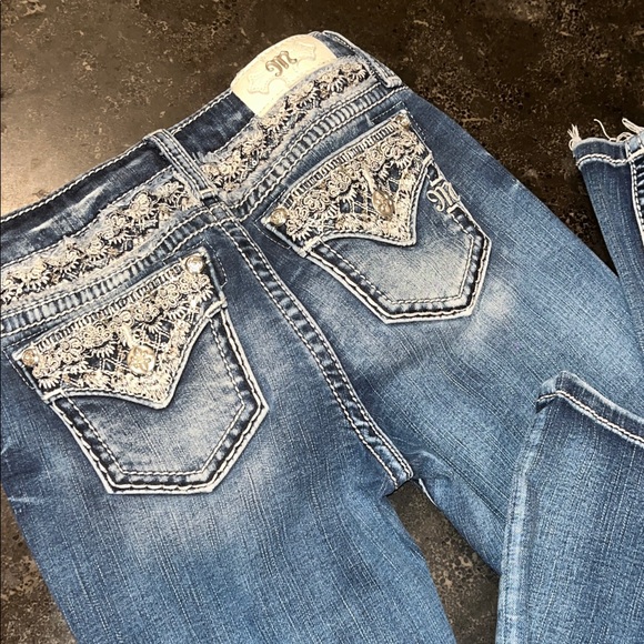 Miss Me Blue Boot Cut Jeans with Silver Embellishments - Picture 3 of 4